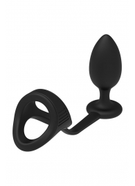 Черное эрекционное кольцо с анальной пробкой Cockstrap With Anal Plug - Dream Toys - в Нижнем Новгороде купить с доставкой
