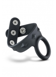 Черное эрекционное кольцо с подхватом мошонки на кнопках VS6 - Blush Novelties - в Нижнем Новгороде купить с доставкой
