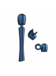 Синий вибромассажёр с насадками Man.wand Edgy - Manwan - в Нижнем Новгороде купить с доставкой