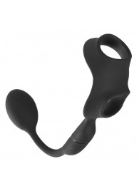 Черное виброкольцо с анальной пробкой Cock Ring with RC Butt Plug - Orion - в Нижнем Новгороде купить с доставкой