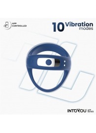 Синее интерактивное эрекционное виброкольцо Rank - Intoyou - в Нижнем Новгороде купить с доставкой