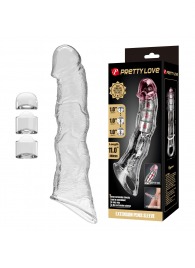 Прозрачный фаллоудлинитель с 3 вставками - 28 см. - Baile - в Нижнем Новгороде купить с доставкой