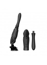 Черная секс-машина с функцией нагрева, насадками и присоской Sesh - Zalo - купить с доставкой в Нижнем Новгороде