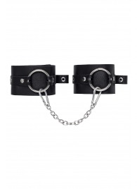 Черные оковы из толстой кожи с люверсами - Pecado - купить с доставкой в Нижнем Новгороде