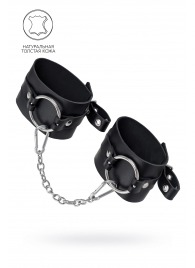 Черные оковы из толстой кожи с люверсами - Pecado - купить с доставкой в Нижнем Новгороде