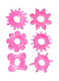 Набор из 6 розовых эрекционных колец с различным рельефом - Erowoman-Eroman - в Нижнем Новгороде купить с доставкой