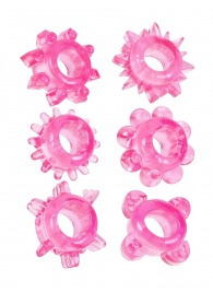 Набор из 6 розовых эрекционных колец с различным рельефом - Erowoman-Eroman - в Нижнем Новгороде купить с доставкой