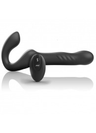 Черный безремневой страпон с вибрацией и возвратно-поступательными движениями - 24 см. - Ibiza - купить с доставкой в Нижнем Новгороде