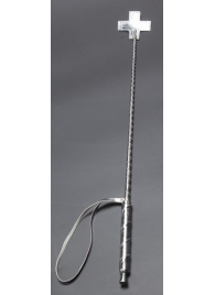 Серебристый стек с наконечником-крестом из искусственной кожи - 70 см. - Sitabella - купить с доставкой в Нижнем Новгороде