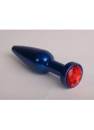 Синяя анальная пробка с красным кристаллом - 11,2 см. - 4sexdreaM - купить с доставкой в Нижнем Новгороде