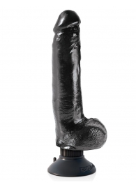 Чёрный виброфаллос со съемной присоской 9  Vibrating King Cock with Balls - 22,9 см. - Pipedream