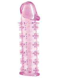 Гелевая розовая насадка на фаллос с шипами - 12 см. - Toyfa Basic - в Нижнем Новгороде купить с доставкой