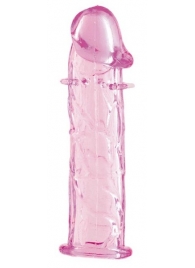 Гладкая розовая насадка с усиками под головкой - 12,5 см. - Toyfa Basic - в Нижнем Новгороде купить с доставкой