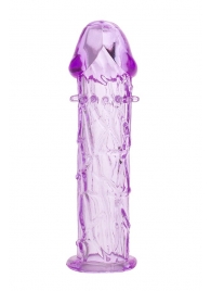 Гладкая фиолетовая насадка с усиками под головкой - 12,5 см. - Toyfa Basic - в Нижнем Новгороде купить с доставкой