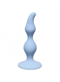 Голубая анальная пробка Curved Anal Plug Blue - 12,5 см. - Lola Games