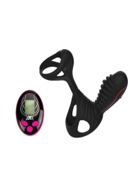 Чёрная насадка на фаллос Gladiator + LRS  с трехкнопочным пультом управления - Adrien Lastic - в Нижнем Новгороде купить с доставкой