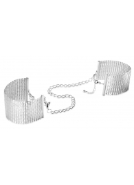 Серебристые наручники-браслеты Desir Metallique Handcuffs - Bijoux Indiscrets - купить с доставкой в Нижнем Новгороде