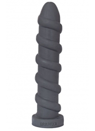 Серый анальный стимулятор со спиралевидным рельефом - 31 см. - Erasexa