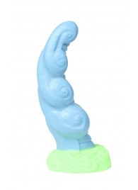 Голубой фаллоимитатор  Посейдон  с ярко выраженным рельефом - 19 см. - Erasexa