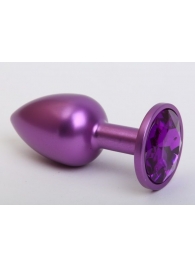 Фиолетовая анальная пробка с фиолетовым стразом - 7,6 см. - 4sexdreaM - купить с доставкой в Нижнем Новгороде
