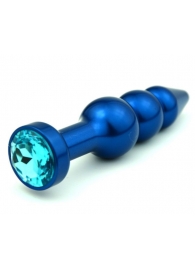 Синяя фигурная анальная пробка с голубым кристаллом - 11,2 см. - 4sexdreaM - купить с доставкой в Нижнем Новгороде