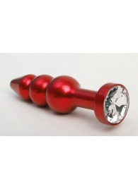 Красная анальная ёлочка с прозрачным кристаллом - 11,2 см. - 4sexdreaM - купить с доставкой в Нижнем Новгороде
