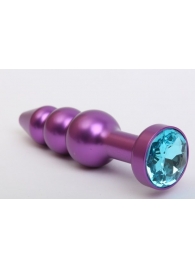 Фиолетовая фигурная анальная ёлочка с голубым кристаллом - 11,2 см. - 4sexdreaM - купить с доставкой в Нижнем Новгороде