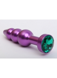 Фиолетовая фигурная анальная ёлочка с зелёным кристаллом - 11,2 см. - 4sexdreaM - купить с доставкой в Нижнем Новгороде