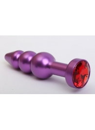 Фиолетовая фигурная анальная ёлочка с красным кристаллом - 11,2 см. - 4sexdreaM - купить с доставкой в Нижнем Новгороде