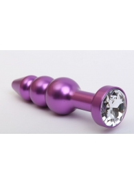 Фиолетовая фигурная анальная ёлочка с прозрачным кристаллом - 11,2 см. - 4sexdreaM - купить с доставкой в Нижнем Новгороде