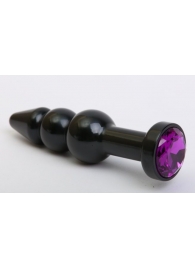 Чёрная анальная ёлочка с фиолетовым кристаллом - 11,2 см. - 4sexdreaM - купить с доставкой в Нижнем Новгороде