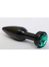 Чёрная удлинённая пробка с зелёным кристаллом - 11,2 см. - 4sexdreaM - купить с доставкой в Нижнем Новгороде