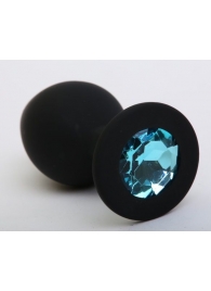 Чёрная силиконовая пробка с голубым стразом - 8,2 см. - 4sexdreaM - купить с доставкой в Нижнем Новгороде