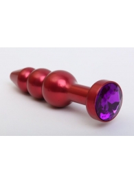 Красная анальная ёлочка с фиолетовым кристаллом - 11,2 см. - 4sexdreaM - купить с доставкой в Нижнем Новгороде