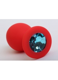 Красная силиконовая пробка с голубым стразом - 8,2 см. - 4sexdreaM - купить с доставкой в Нижнем Новгороде