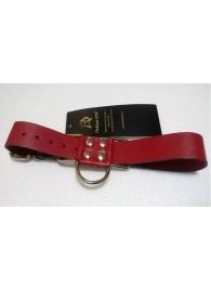 Широкие красные ременные наручники с полукольцом - Подиум - купить с доставкой в Нижнем Новгороде