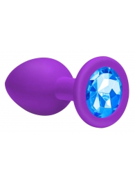 Большая фиолетовая анальная пробка Emotions Cutie Large с голубым кристаллом - 10 см. - Lola Games - купить с доставкой в Нижнем Новгороде