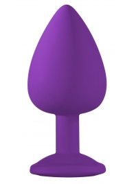Большая фиолетовая анальная пробка Emotions Cutie Large с прозрачным кристаллом - 10 см. - Lola Games - купить с доставкой в Нижнем Новгороде