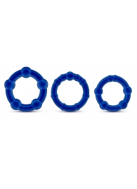 Набор из 3 синих эрекционных колец Stay Hard Beaded Cockrings - Blush Novelties - в Нижнем Новгороде купить с доставкой