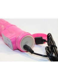 Перезаряжаемый розовый вибратор с ротацией - 22,5 см. - 4sexdreaM