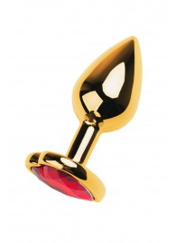 Золотистая анальная пробка с кристаллом-сердцем - 7,5 см. - ToyFa - купить с доставкой в Нижнем Новгороде