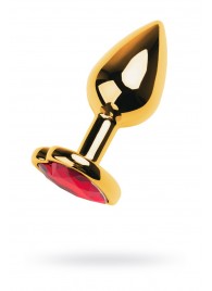 Золотистая анальная пробка с кристаллом-сердцем - 7,5 см. - ToyFa - купить с доставкой в Нижнем Новгороде