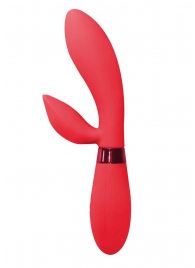 Красный вибратор Leyla с клиторальным отростком - 20,5 см. - Indeep