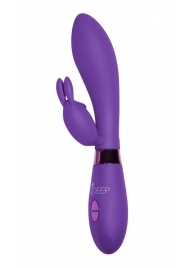 Фиолетовый вибратор Yonce с клиторальным зайчиком - 20,5 см. - Indeep
