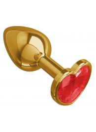 Золотистая анальная втулка с красным кристаллом-сердцем - 7 см. - Джага-Джага - купить с доставкой в Нижнем Новгороде