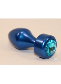 Синяя анальная пробка с голубым кристаллом - 7,8 см. - 4sexdreaM - купить с доставкой в Нижнем Новгороде