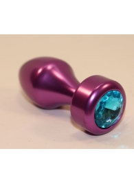 Фиолетовая анальная пробка с голубым кристаллом - 7,8 см. - 4sexdreaM - купить с доставкой в Нижнем Новгороде
