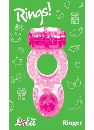Розовое эрекционное кольцо с вибрацией Rings Ringer - Lola Games - в Нижнем Новгороде купить с доставкой