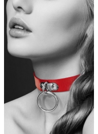 Красный узенький чокер с кольцом - Bijoux Pour Toi - купить с доставкой в Нижнем Новгороде