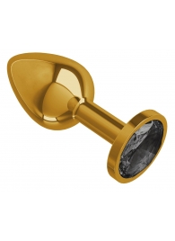 Золотистая анальная втулка с чёрным кристаллом - 7 см. - Джага-Джага - купить с доставкой в Нижнем Новгороде